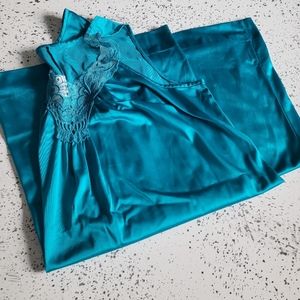 Teal Satin Nightgown